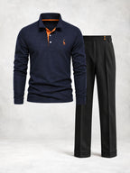 Ensemble homme polo manches longues et pantalon à pinces