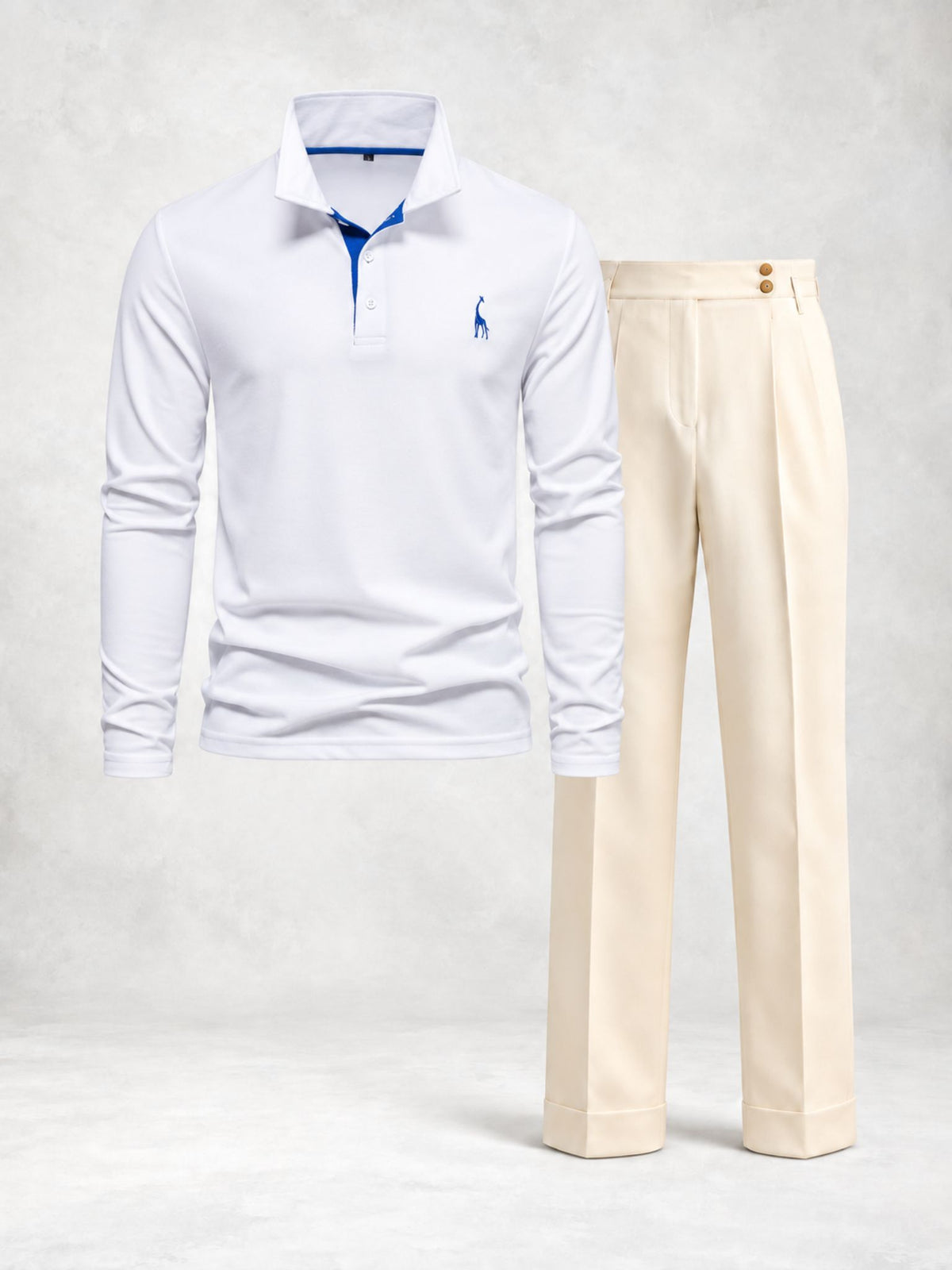 Ensemble homme polo manches longues et pantalon à pinces