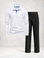 Ensemble homme polo manches longues et pantalon à pinces