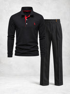 Ensemble homme polo manches longues et pantalon à pinces