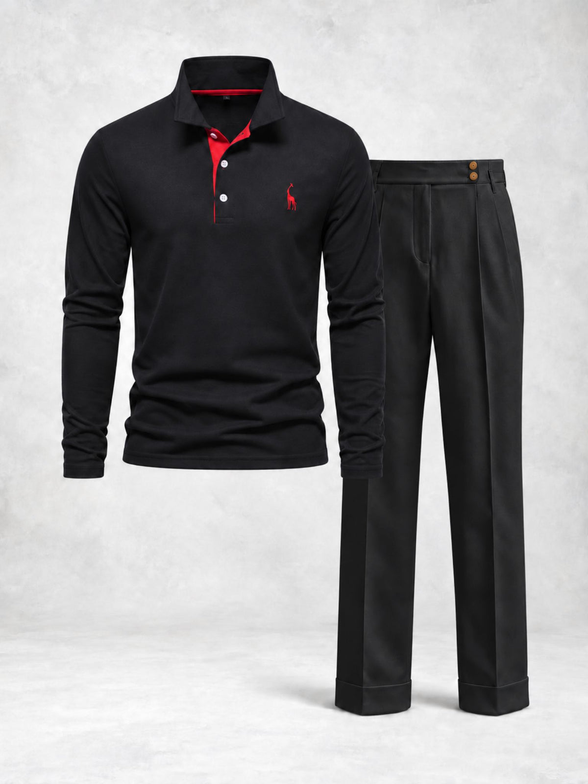 Ensemble homme polo manches longues et pantalon à pinces