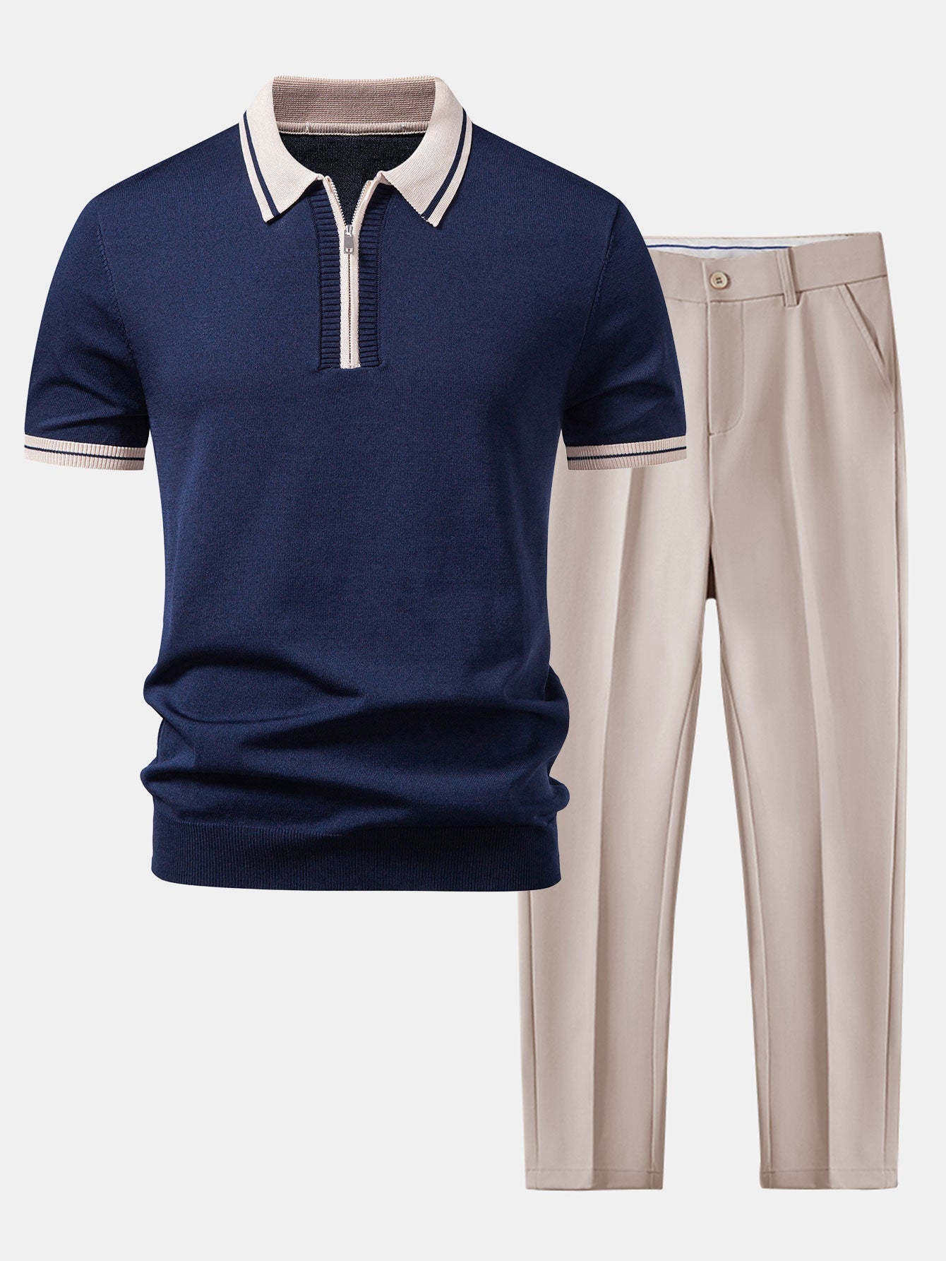 Ensemble homme polo zippé et pantalon habillé