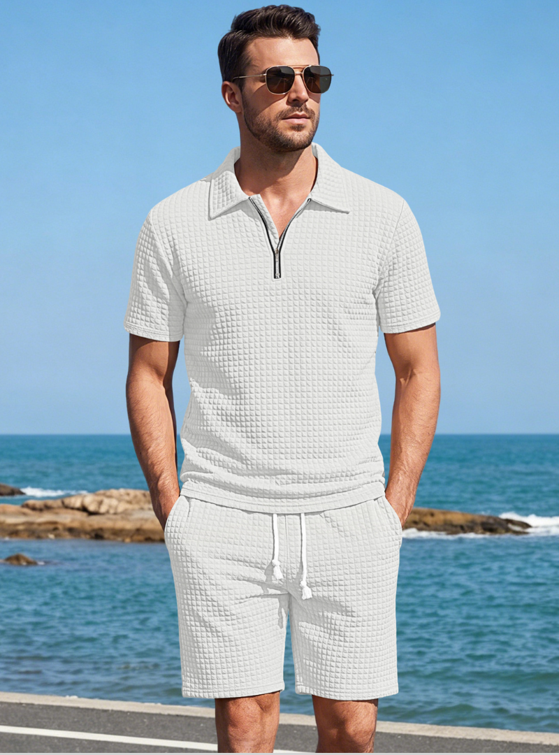 Ensemble homme polo zippé et short