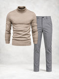 Ensemble homme pull maille col roulé et pantalon slim