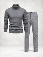 Ensemble homme pull maille col roulé et pantalon slim
