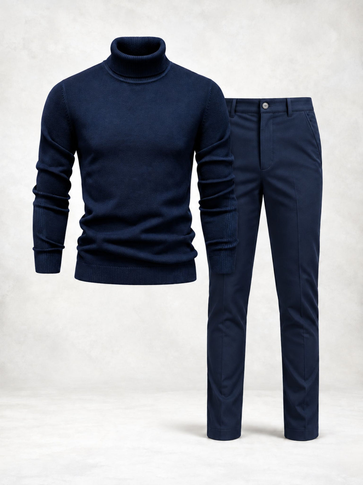 Ensemble homme pull maille col roulé et pantalon slim