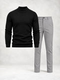 Ensemble homme pull maille col montant pantalon droit