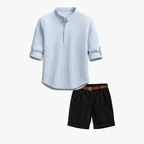 Ensemble homme tunique col mao et short