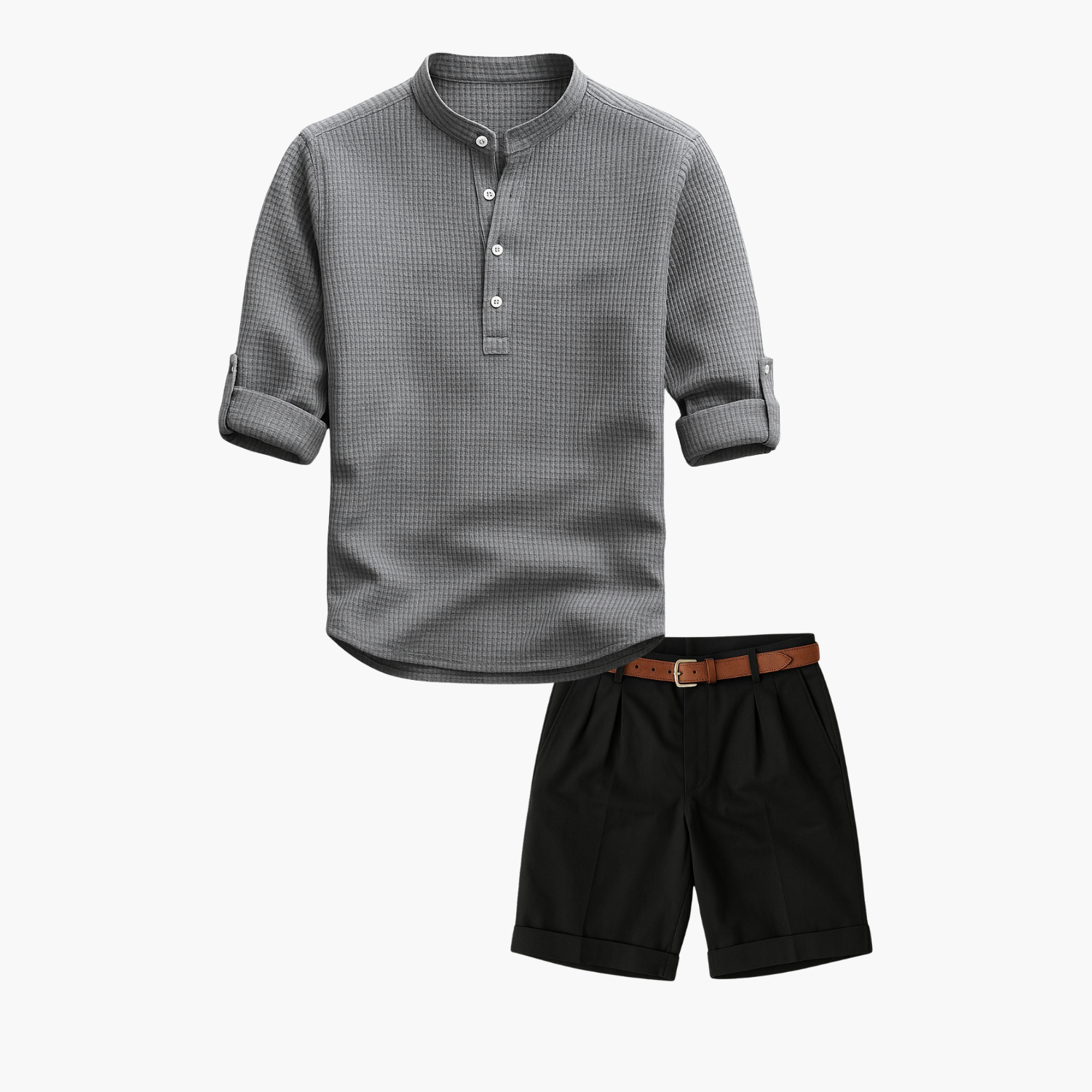 Ensemble homme tunique col mao et short