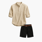 Ensemble homme tunique col mao et short