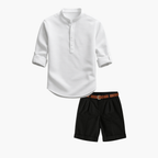 Ensemble homme tunique col mao et short