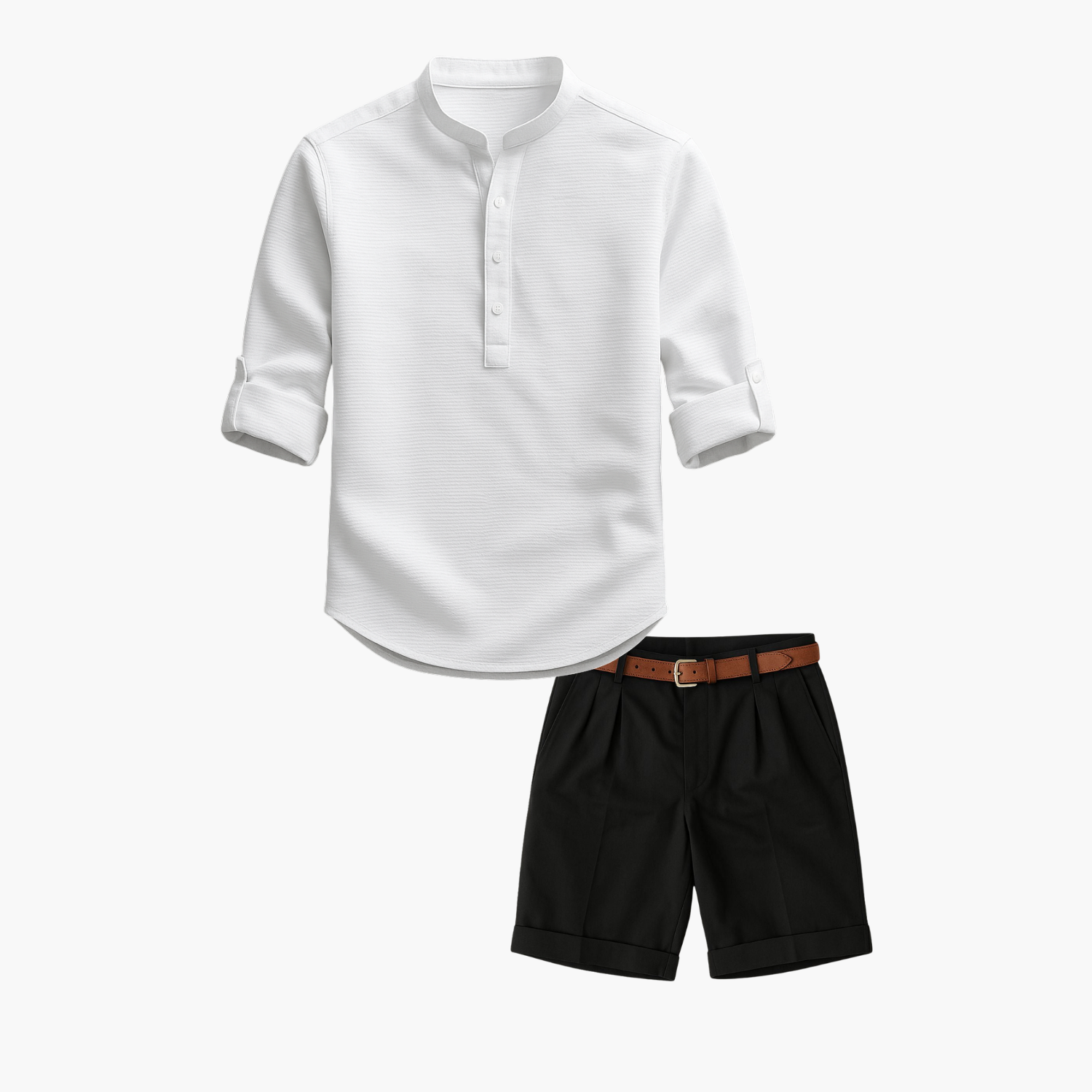 Ensemble homme tunique col mao et short