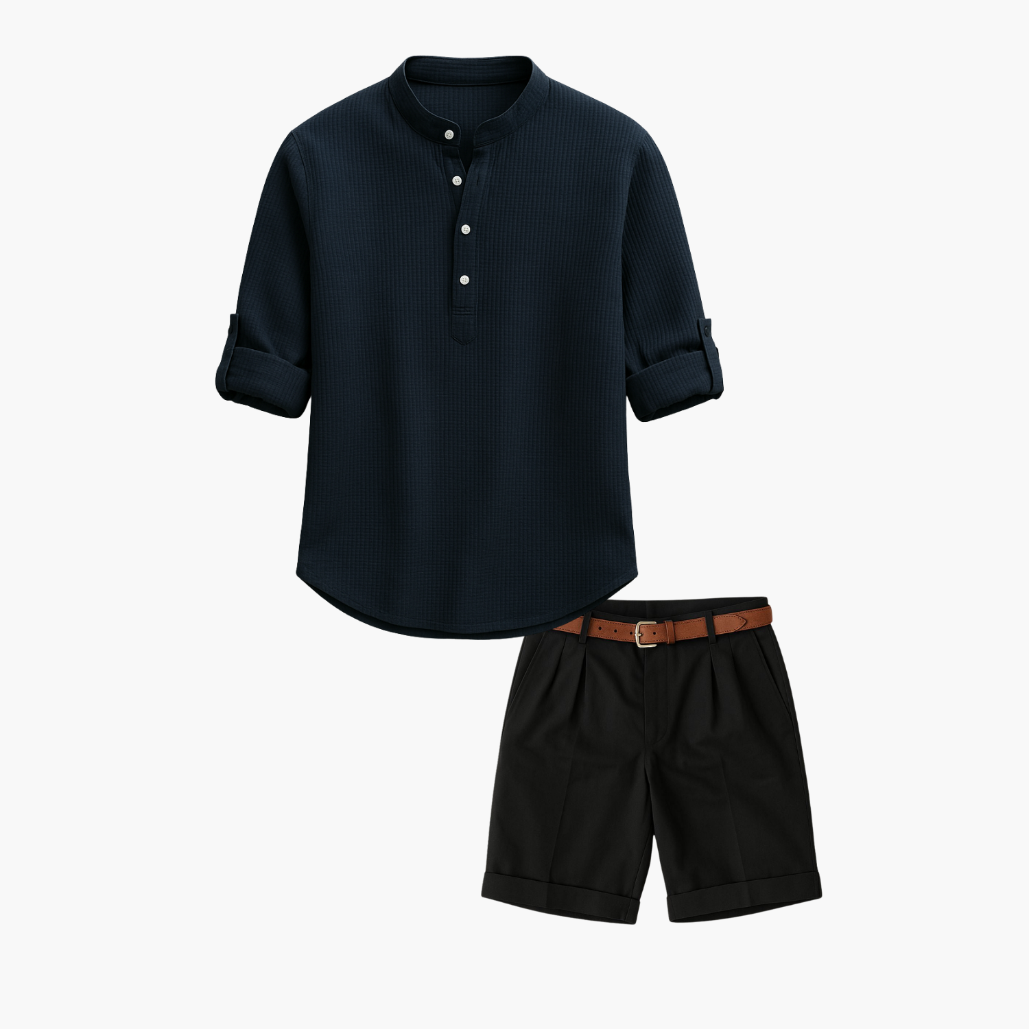 Ensemble homme tunique col mao et short