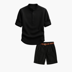 Ensemble homme tunique col mao et short
