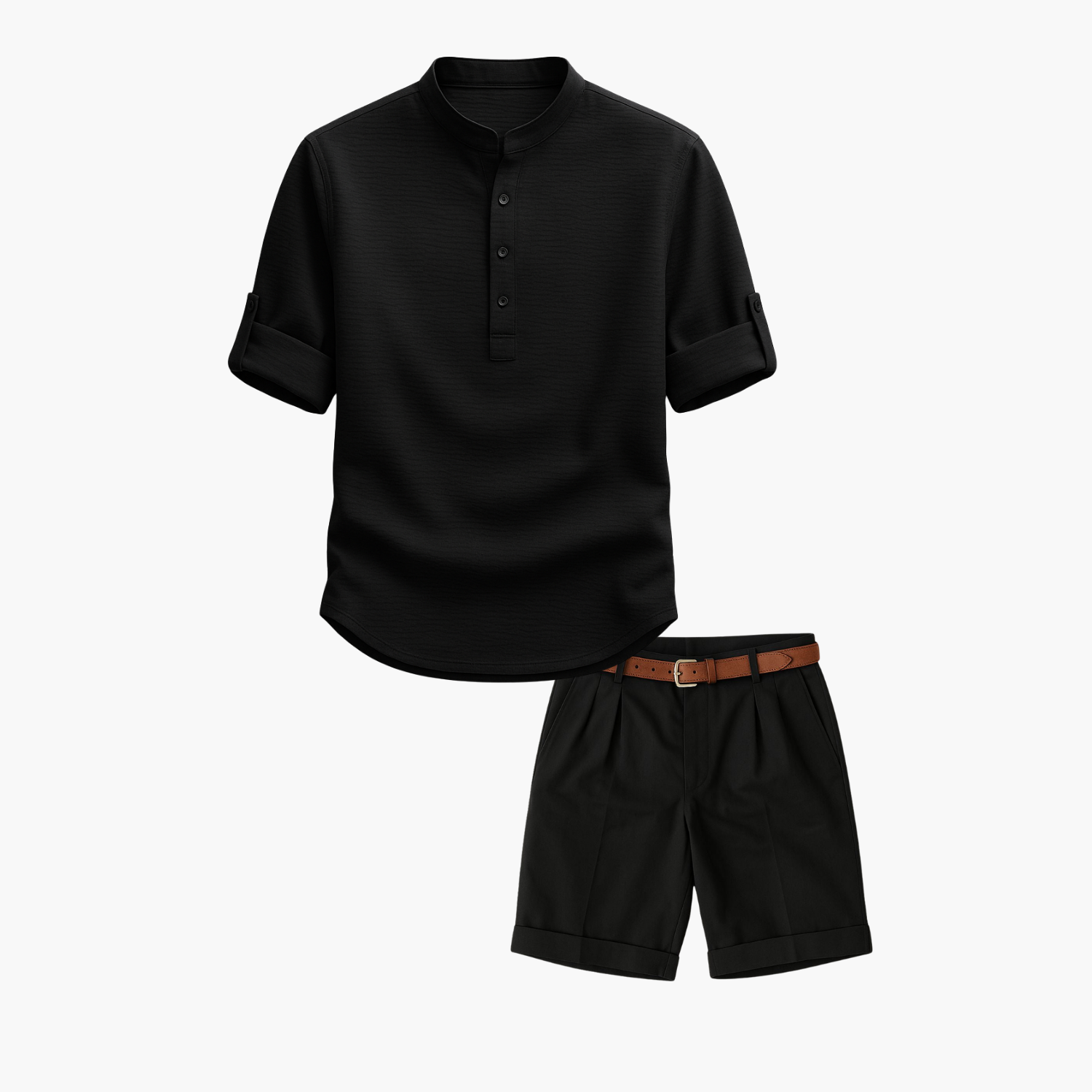 Ensemble homme tunique col mao et short