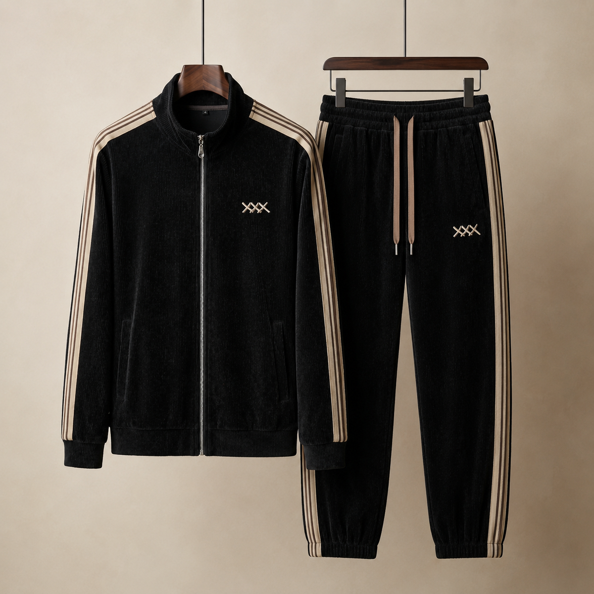 Ensemble homme velours côtelé à bandes
