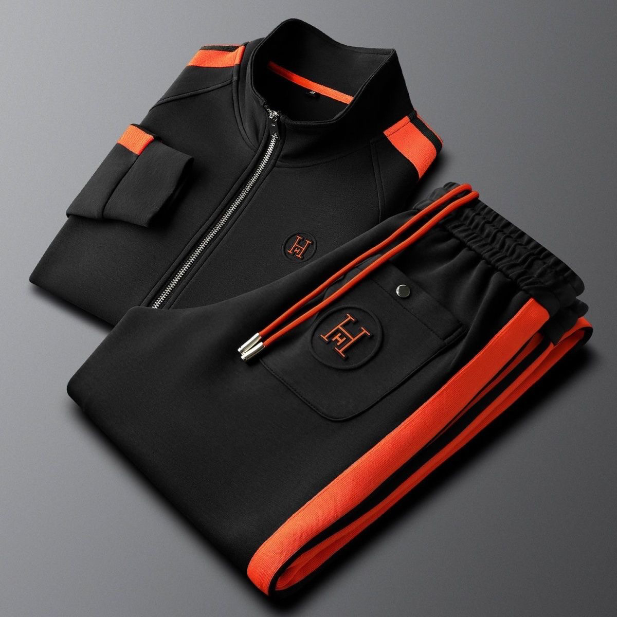 Ensemble homme zippé à bandes contrastantes