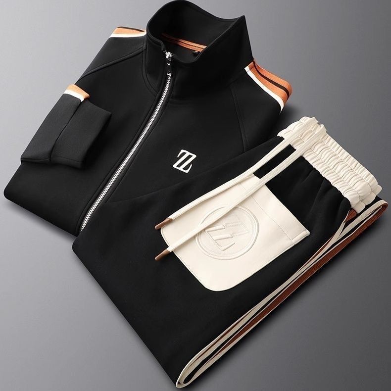 Ensemble homme zippé à bandes latérales