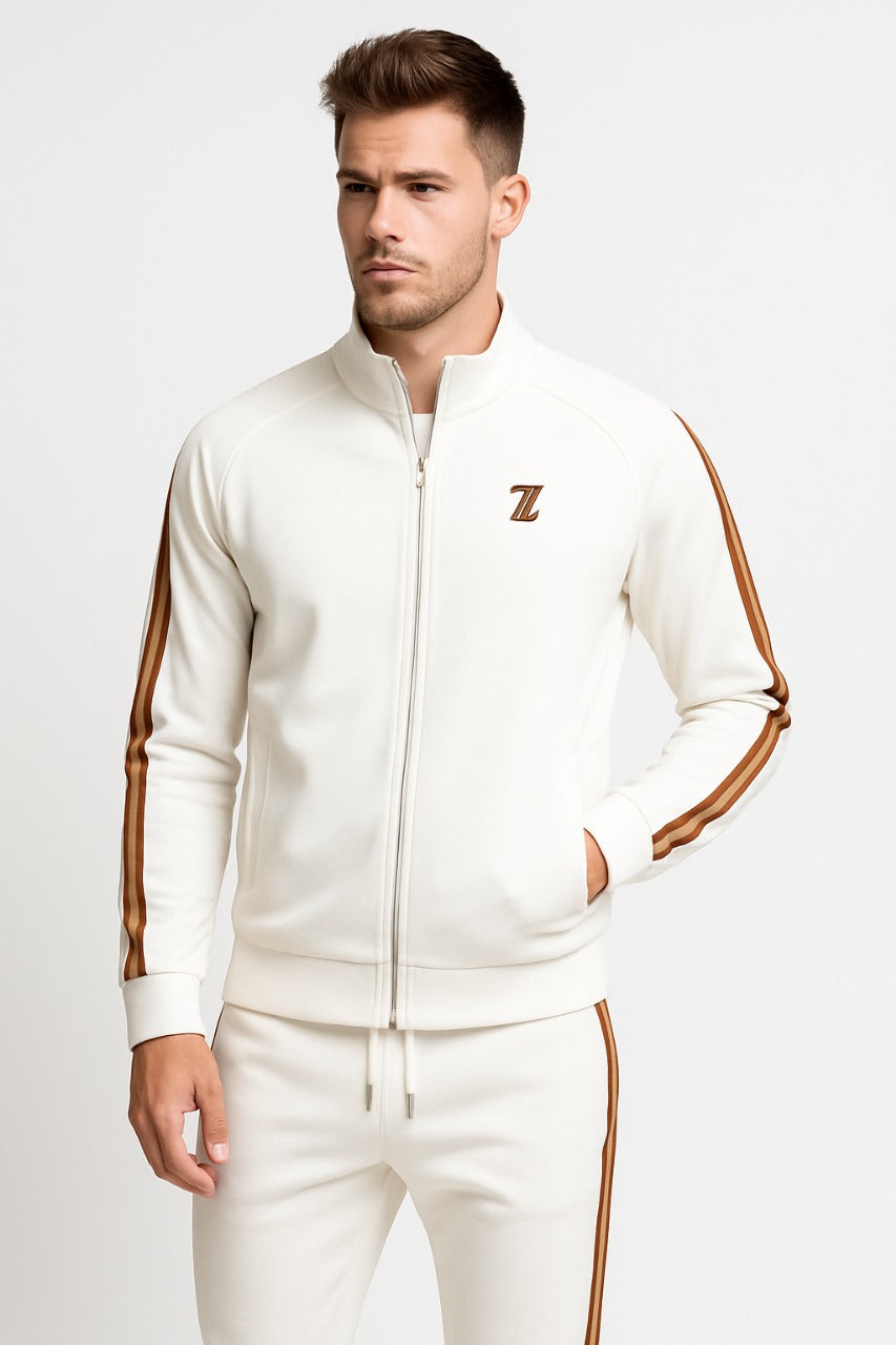 Ensemble homme zippé à bandes latérales