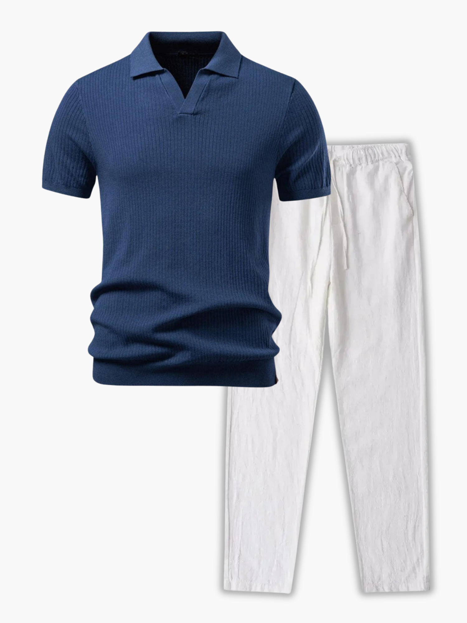 Ensemble Polo à Côtes et Pantalon à Cordon