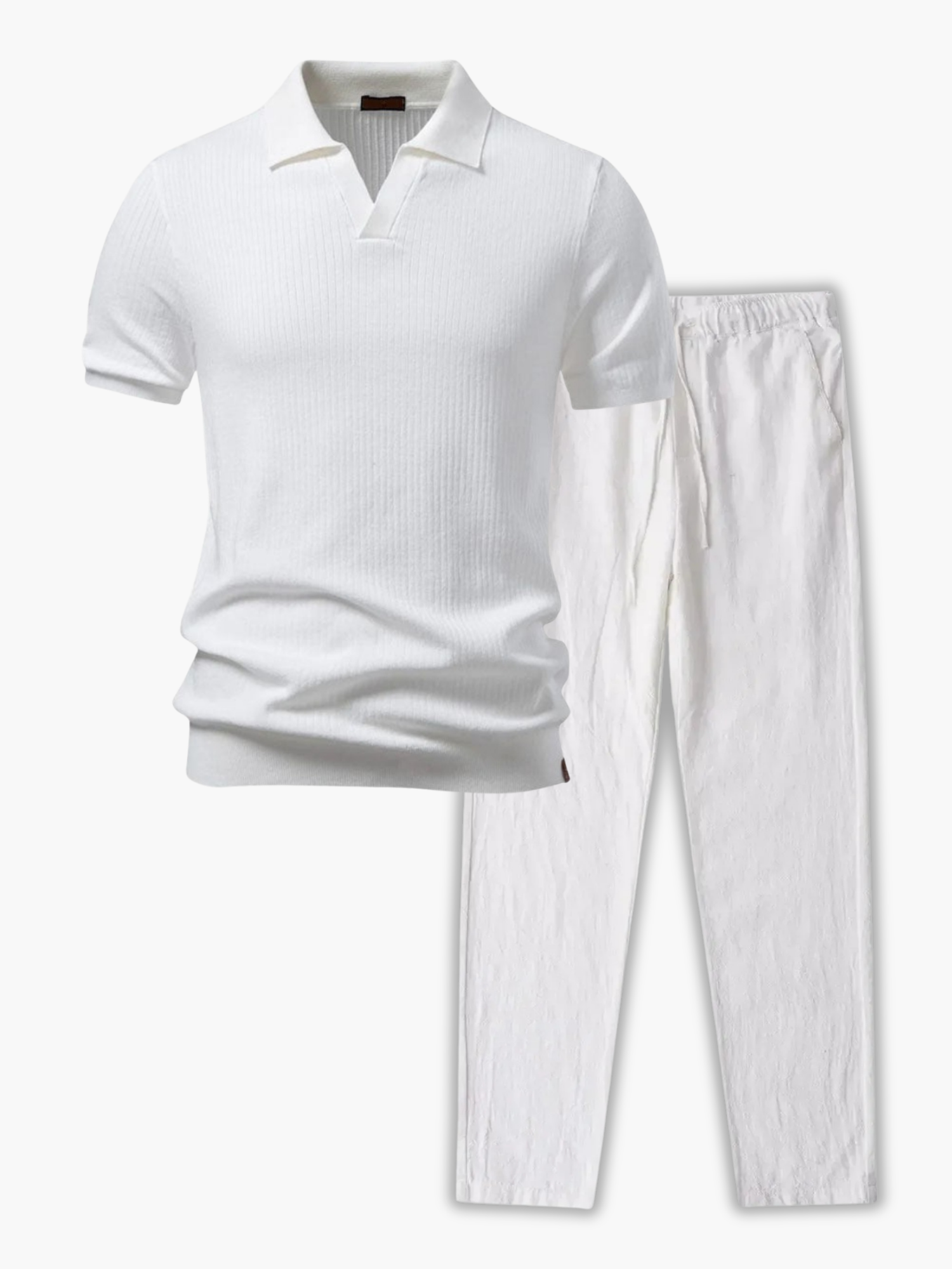 Ensemble Polo à Côtes et Pantalon à Cordon