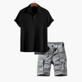 Ensemble polo nid d'abeille et shorts cargo hommes
