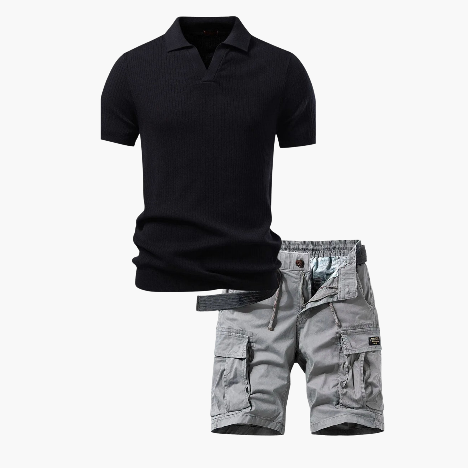 Ensemble Polo Ridé et Shorts Cargo pour Hommes