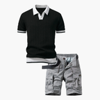 Ensemble polo texturé et short cargo homme