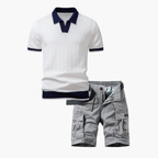 Ensemble polo texturé et short cargo homme