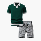 Ensemble polo texturé et short cargo homme