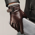 Gants homme cuir-look à bride bouclée