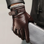 Gants homme cuir-look à bride bouclée