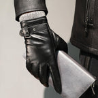 Gants homme cuir-look à bride bouclée