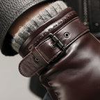 Gants homme cuir-look à bride bouclée