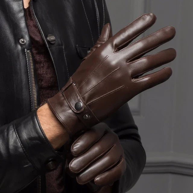 Gants homme cuir-look à bride pression