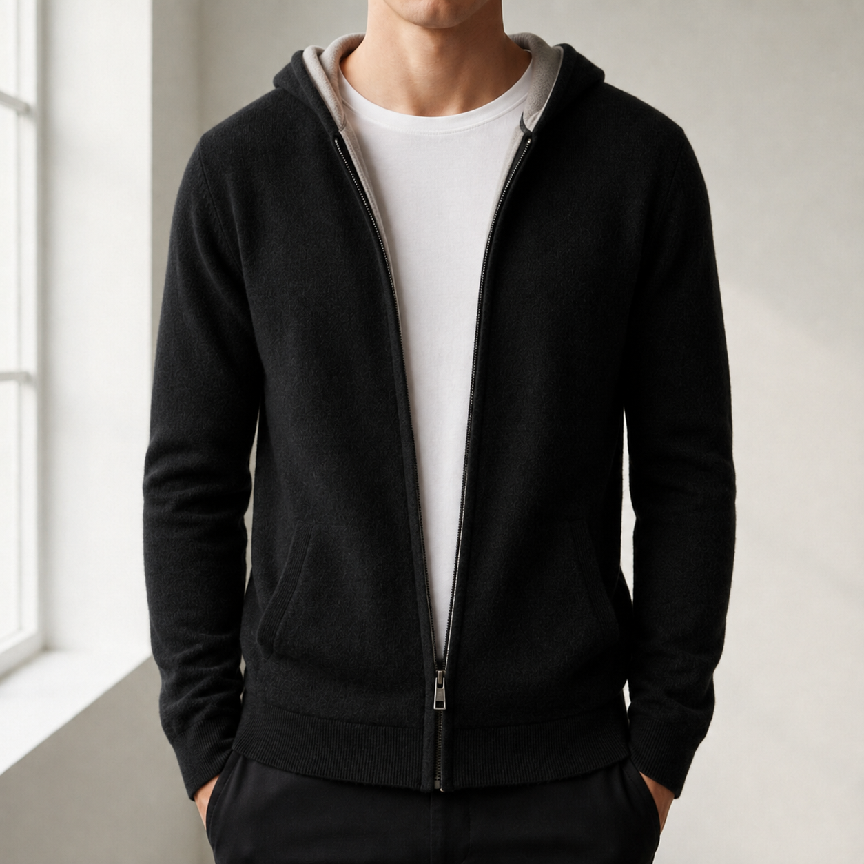 Gilet homme à capuche zippé