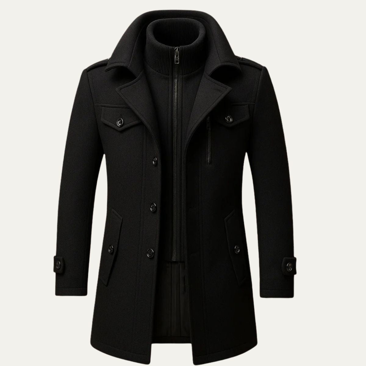 Manteau homme à col montant zippé