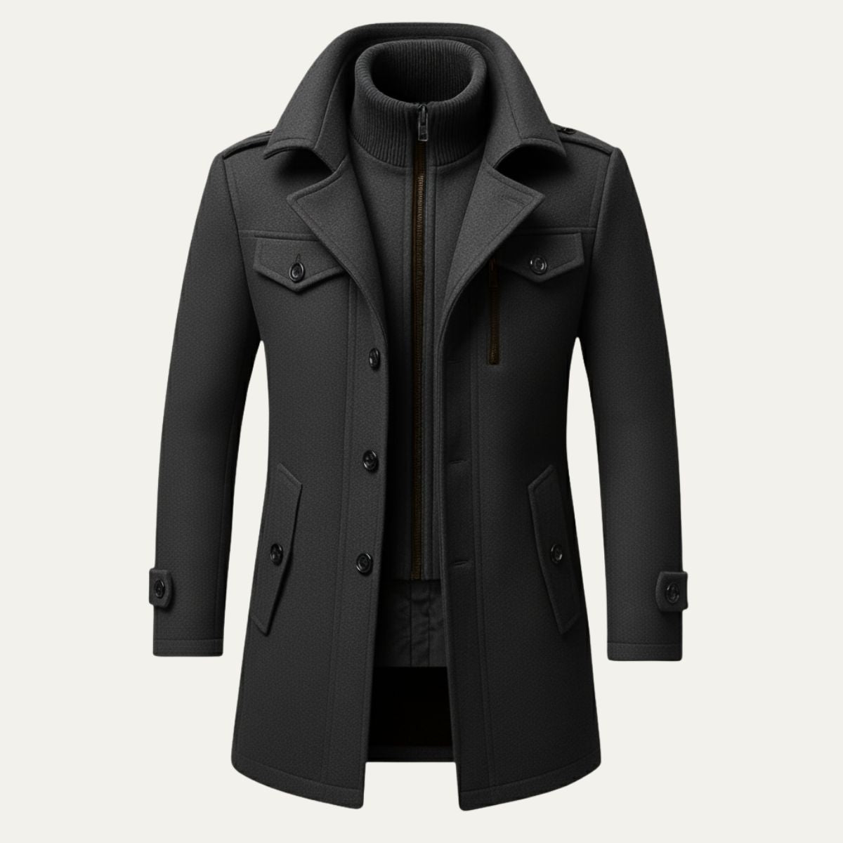 Manteau homme à col montant zippé