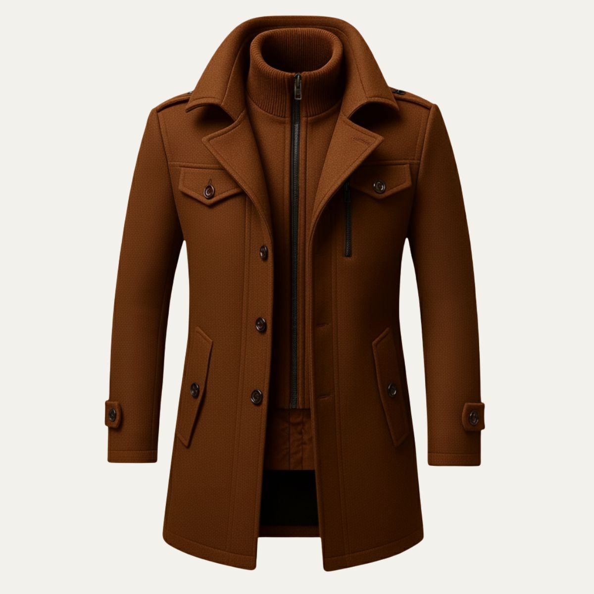Manteau homme à col montant zippé