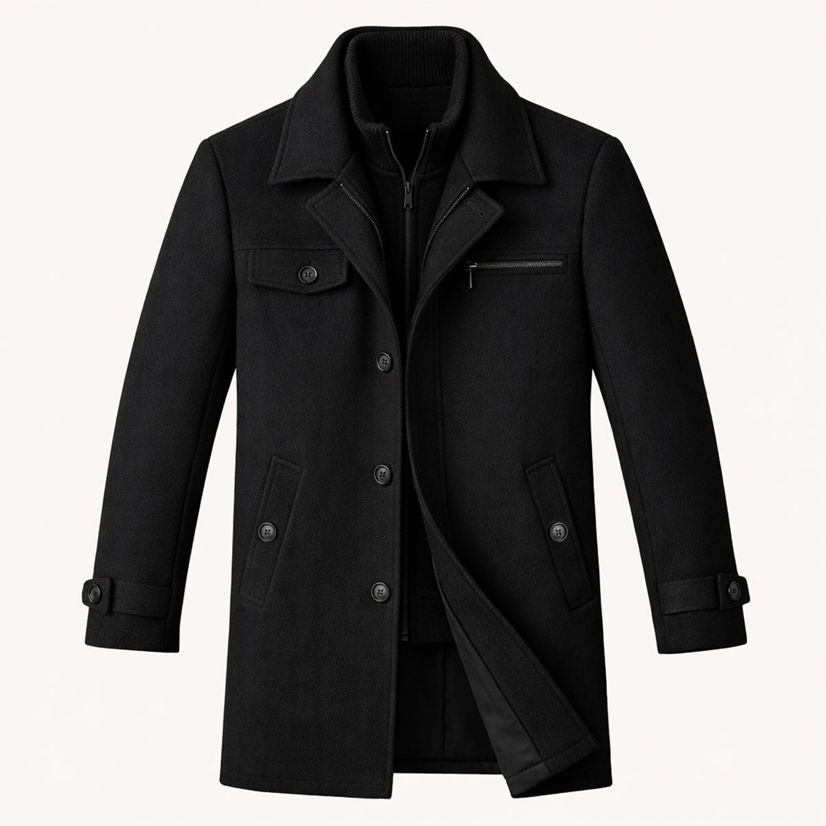 Manteau homme à double fermeture