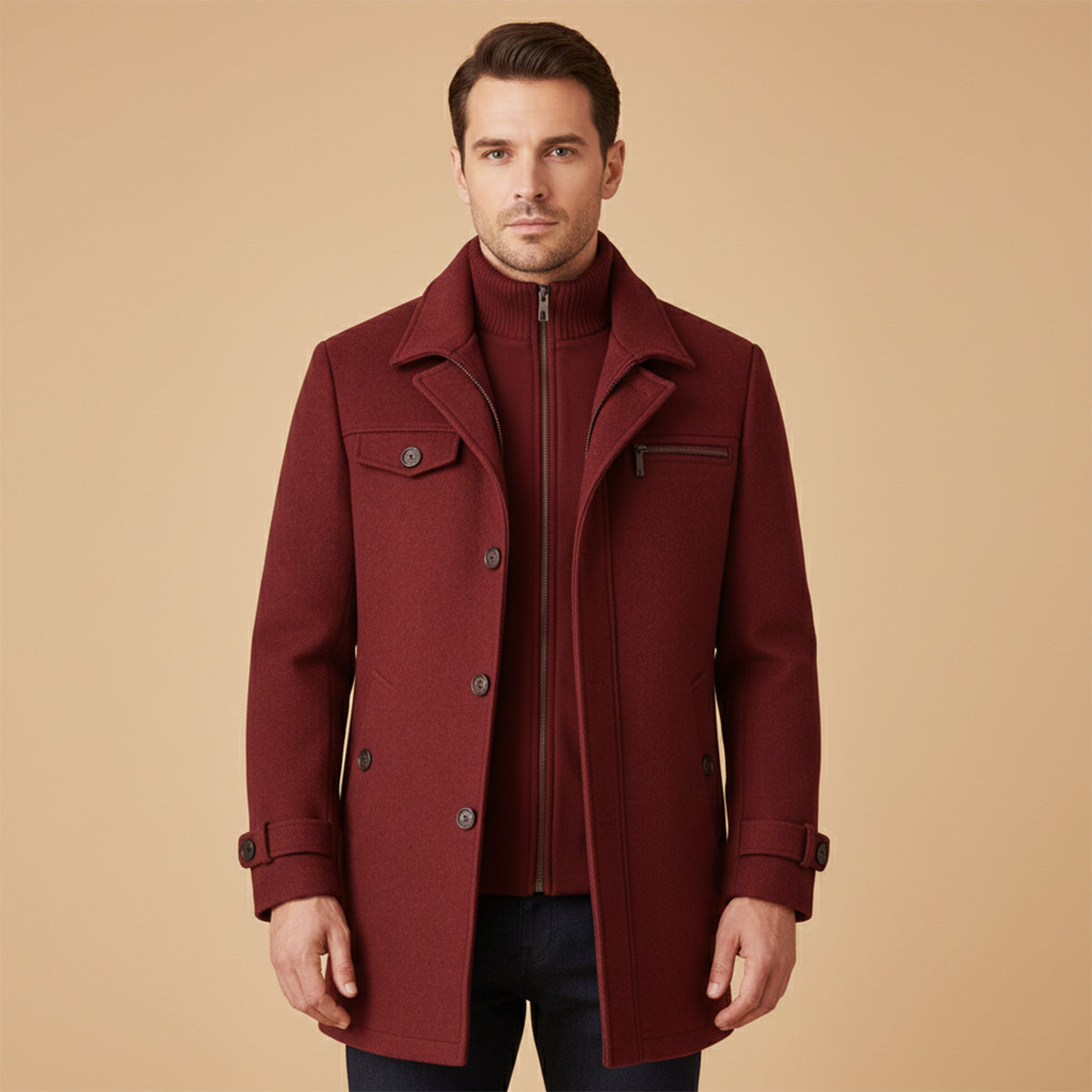 Manteau homme à double fermeture