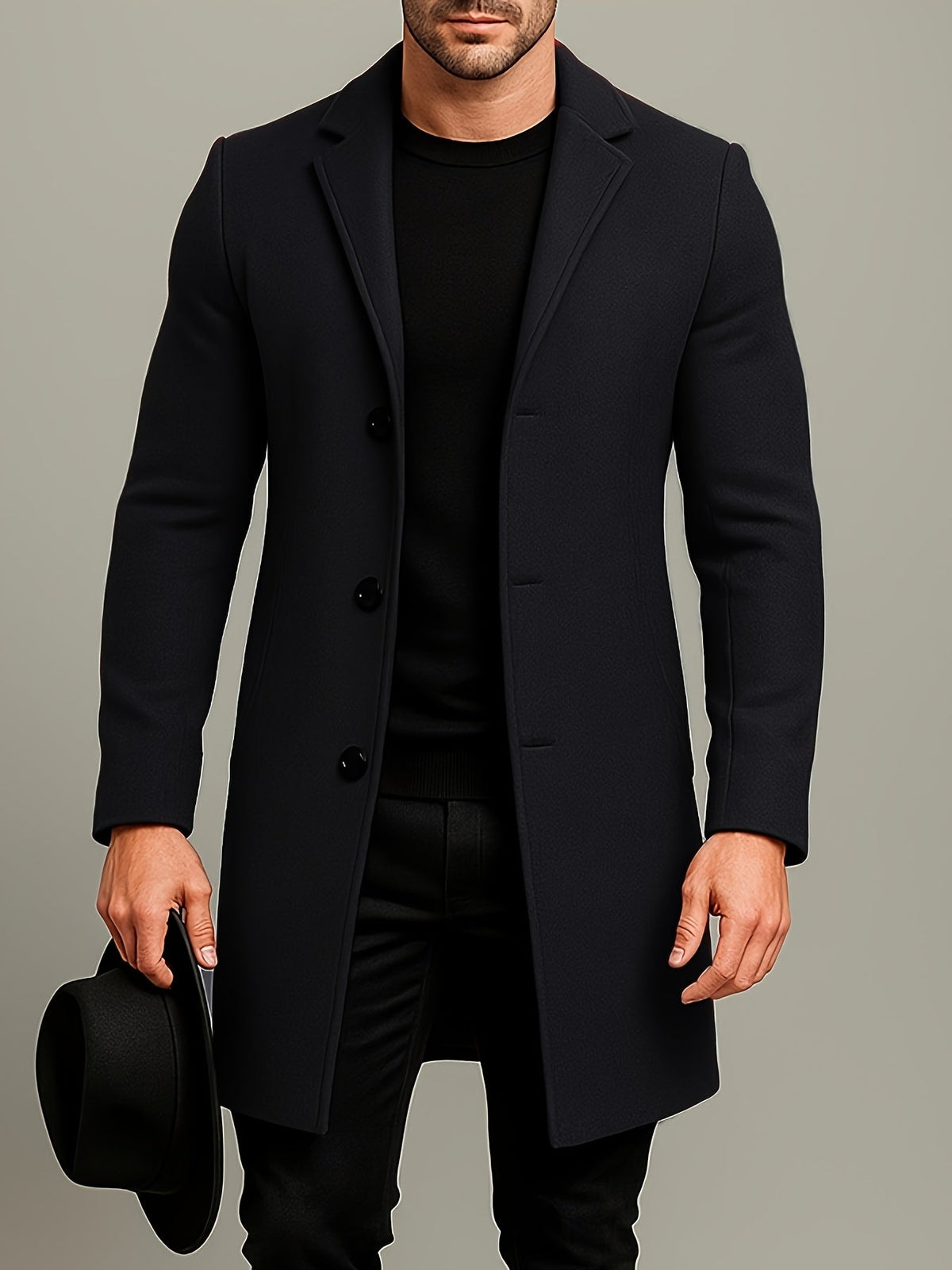 Manteau homme à revers boutonné