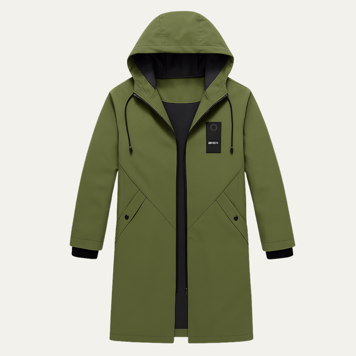Manteau homme long à capuche zippé