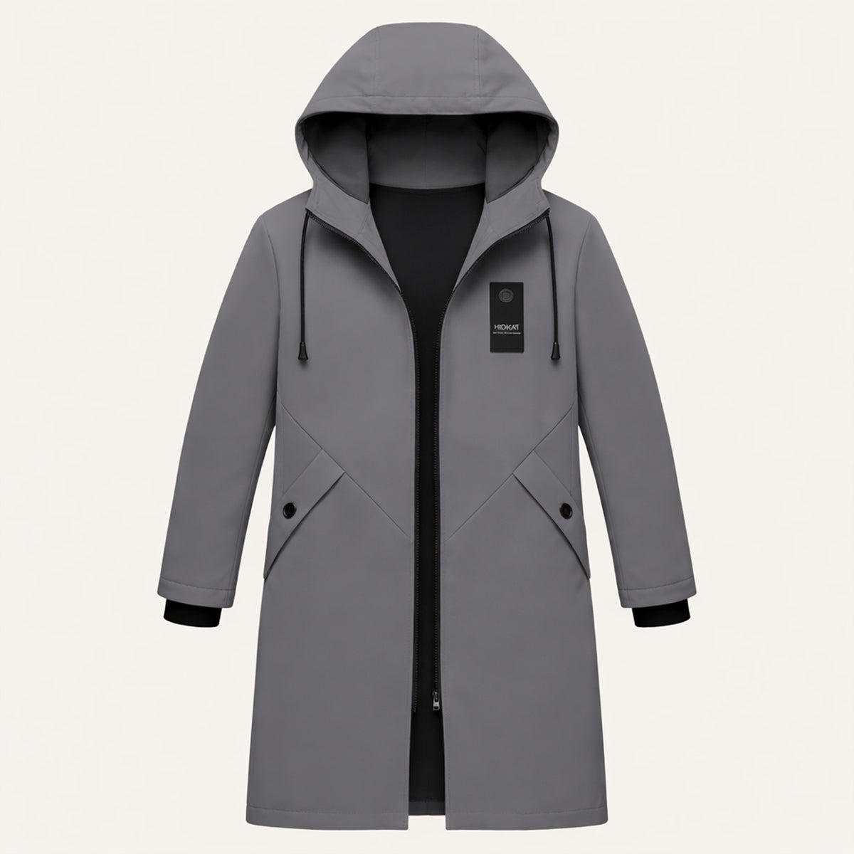 Manteau homme long à capuche zippé