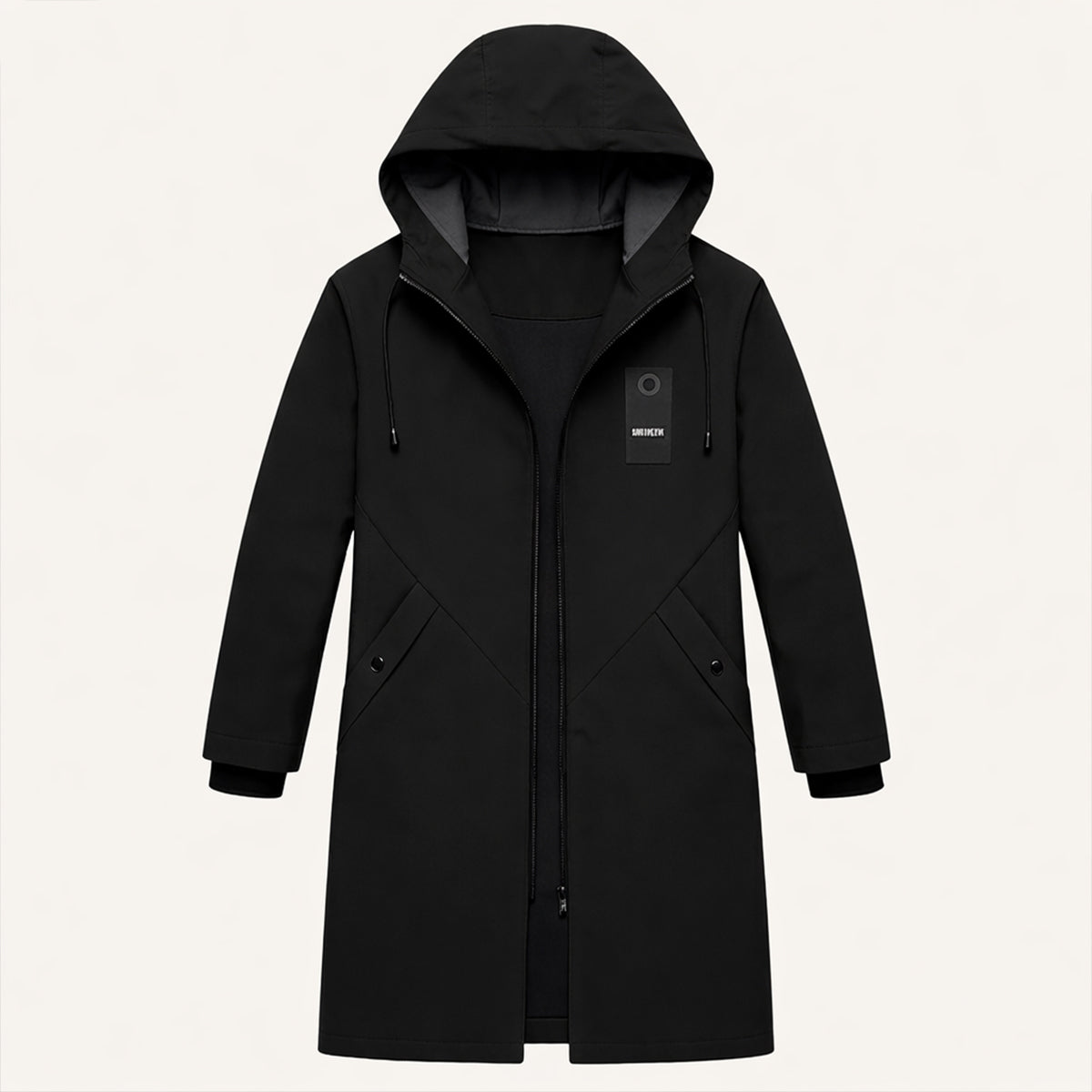 Manteau homme long à capuche zippé