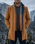 Manteau homme maille doublé col montant hiver