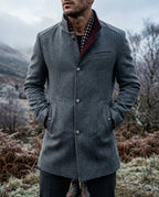 Manteau homme maille doublé col montant hiver