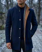 Manteau homme maille doublé col montant hiver