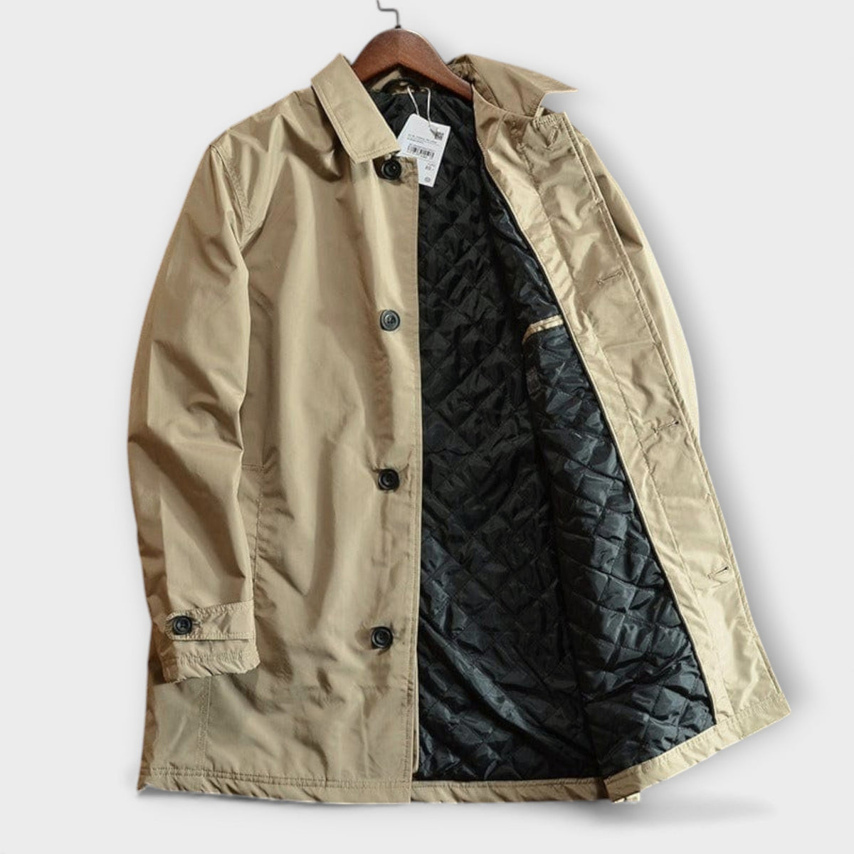 Manteau homme toile matelassé col à revers