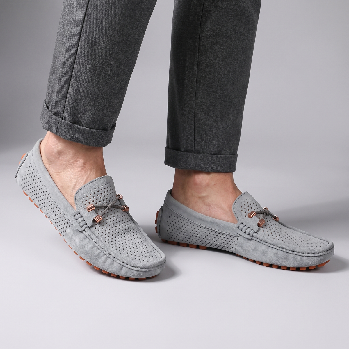 Mocassins homme perforés à picots